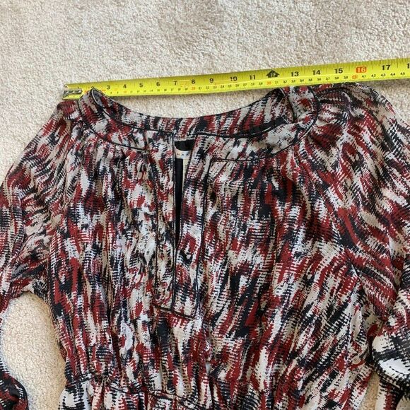 Max Studio red black tan LS dress Sz L - Picture 8 of 11